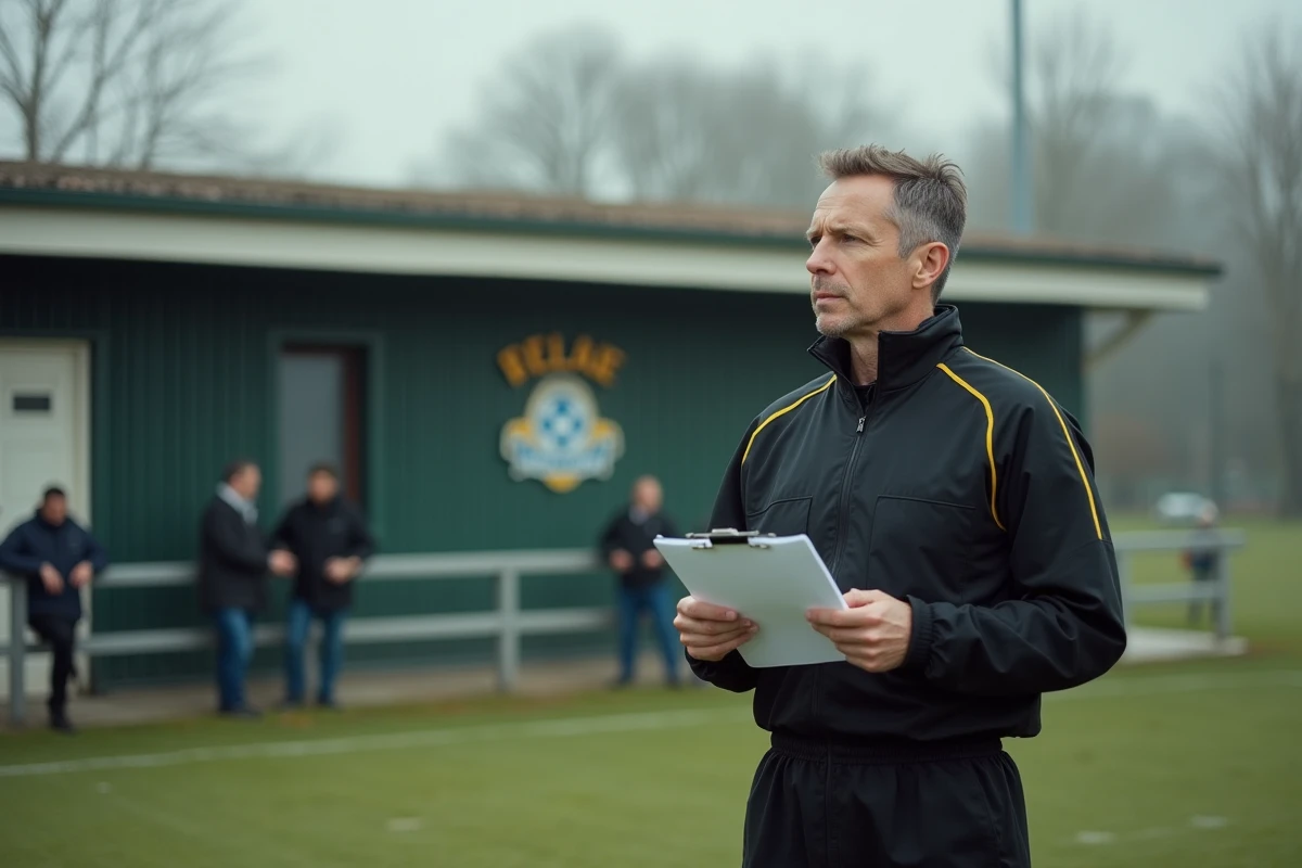 Arbitre de football consultant sa feuille de match lors d'une rencontre du district de l'Aisne