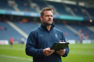 Entraîneur rugby homme en extérieur sur le terrain