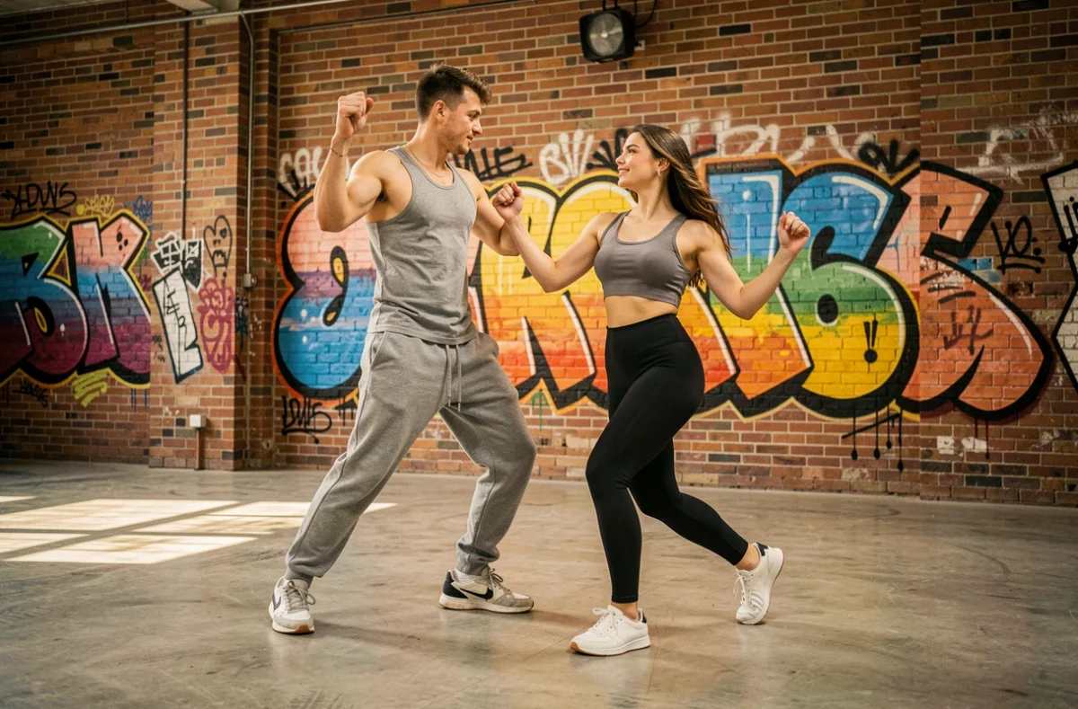 Duo de danseurs pratiquant la salsa et la danse urbaine dans les cours de DANC'ART à Lille