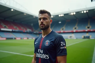 Jeune défenseur PSG 2026 sur le terrain du Parc des Princes