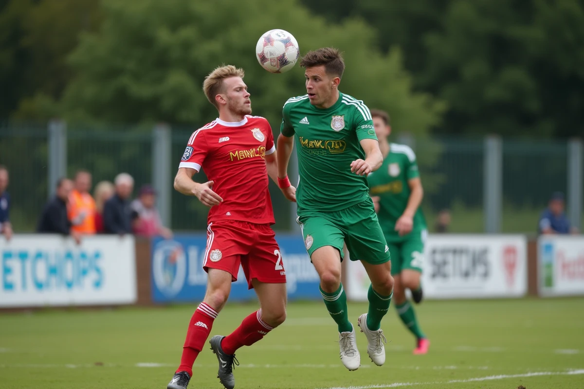 Duel aérien entre deux joueurs lors d'un match de football du district de l'Aisne