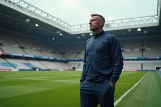 Ancien footballeur professionnel en tenue d'entraînement contemplant un stade vide, évoquant la carrière d'Eden Hazard après sa retraite en 2026