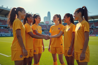 Jeunes joueuses de football féminines souriantes en équipe