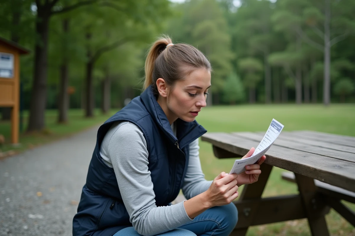 Femme examinant une carte de permis de pêche à la campagne, choisir son permis adapté en 2026