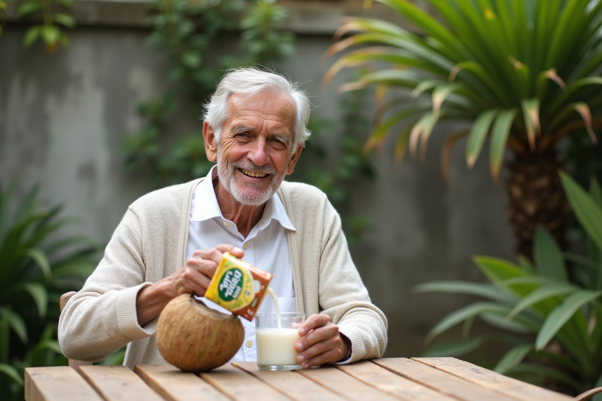 Homme âgé versant de l