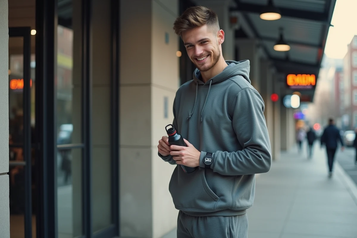 Jeune homme déballant une bouteille d