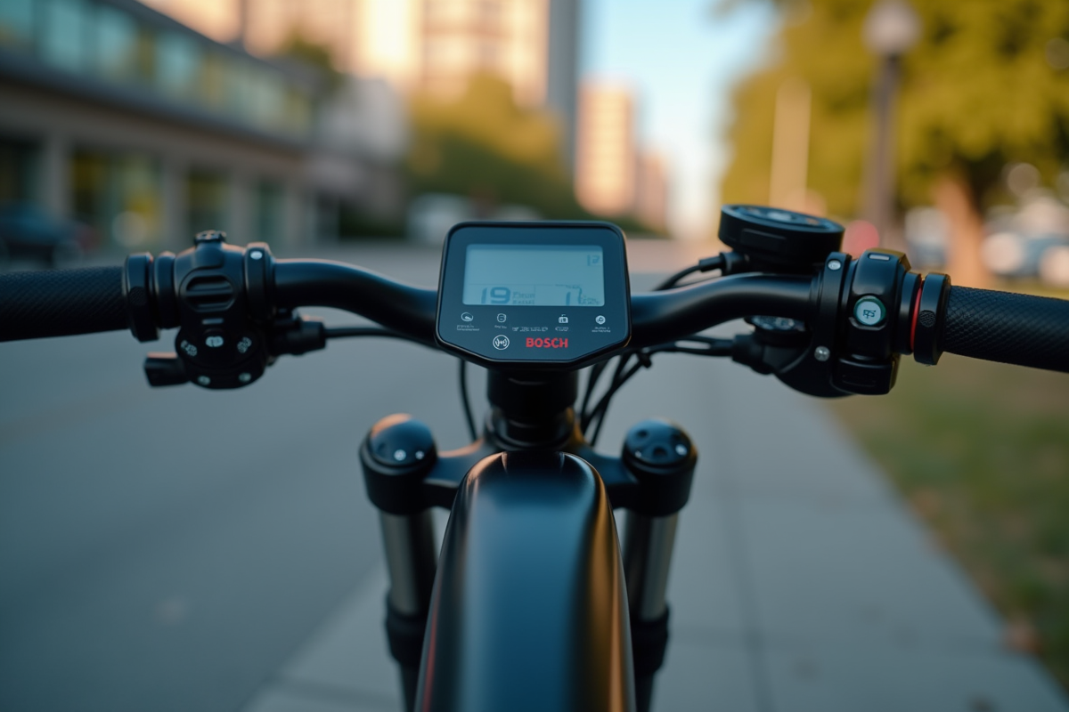 Détail du moteur Bosch sur vélo électrique en ville
