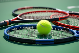 Raquettes de tennis haut de gamme sur court ensoleille